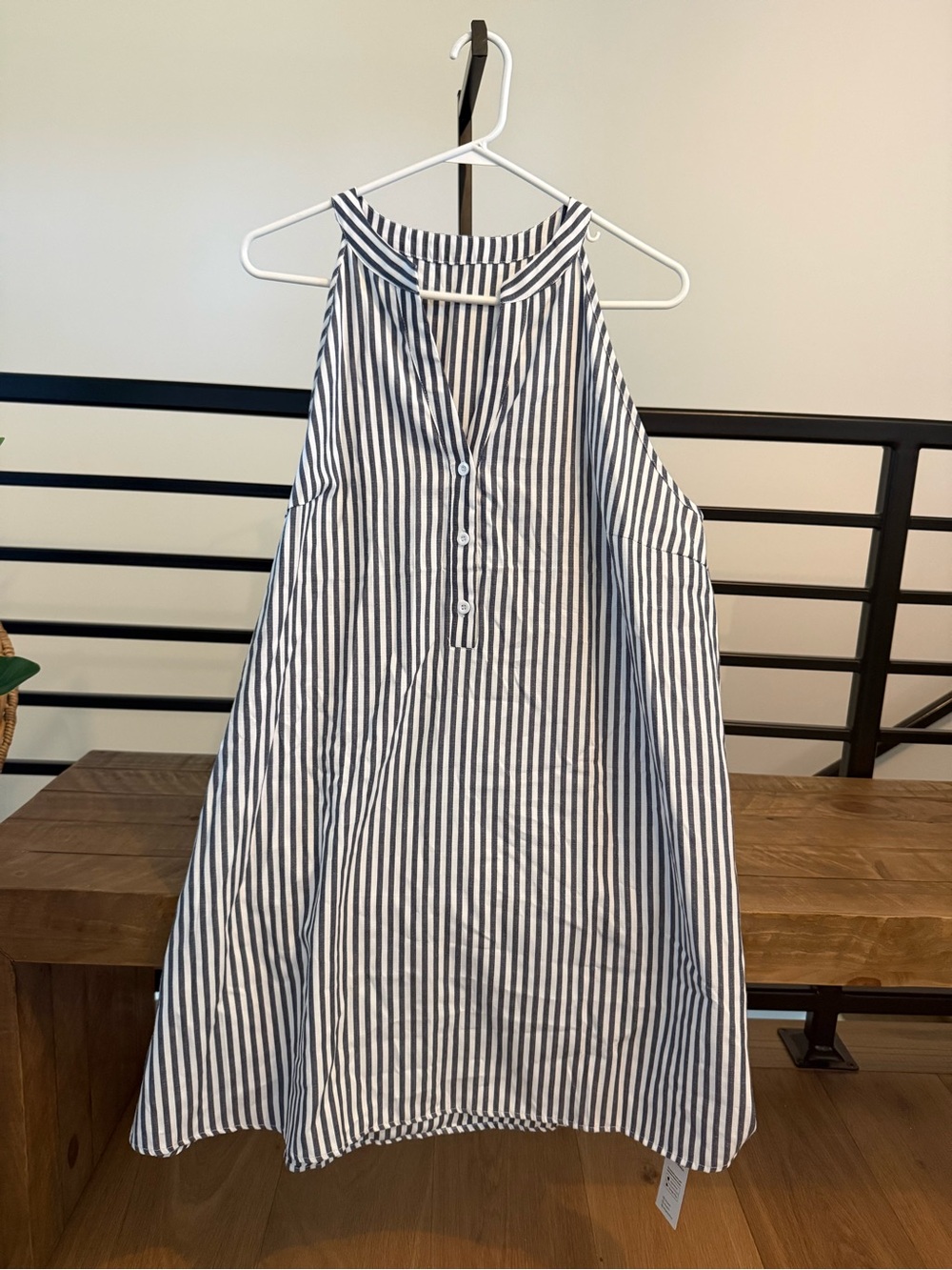 Women's Navy & White Striped Halter Dress